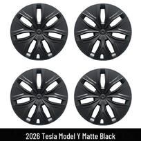 Juodo Karo 19 colių ratlankio gaubtas Tesla Model Y automobiliui - Tinka 26 modeliams, Pilnas apsaugos padengimas. YL19 Inch - Black Warrior Matte Black [Set of 4] black