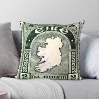 Eire Ireland Postage Stamp Square Pillowcase Polyester Linen Velvet Printed Zip Decorative Room Cushion Case 45x45 40X40CM black