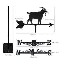 1pc Retro Goat Metal Weathervane Wind Direction Indicator Roof Mount Yard Patio Lawn Fall Halloween Christmas New Year Gift black