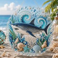 Sparkling Finish Diamond DIY Hanging Ornament Kit Complete Craft Set Rhinestone Art Kit  For Adults 20cm Kit5 Unfinished