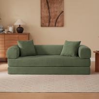 Beatrampis Sofa, Sofa-lova, kurią galima paversti miego lova, Tataminė grindų sofa svetainei, miegamajam ir butams, Sulankstoma sofa 195 x 89 x 59 cm žalia