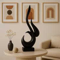 Home Décor Fire Shape Table Decorating Matte Finish Ceramic Figures - Black juoda