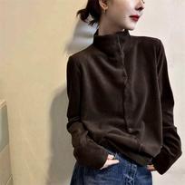 Women S Stand Collar Long Sleeve Solid Color Thick Cardigan Top M