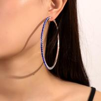 1 Pair Metal Rhinestone Hoop Earrings Sparkly Big Hoops Earrings Glitter Hoop Earrings  Prom Event Style4