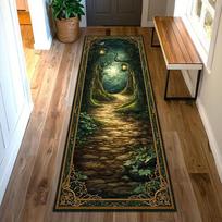 Fantasy Library Tree Runner Rug Forest Book Nook Design Soft Non-Slip Hallway Carpet Vintage Botanical Woodland Patterns Mat 40X120CM black