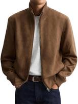 Men's Stand Collar Zip Jacket Minimal Solid Casual Long Sleeve Lightweight Outerwear 3XL
