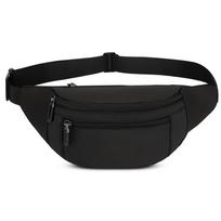 Waterproof Oxford Waist Bag Solid Color Mobile Phone Bag Casual Sports Fanny Pack  Storage black
