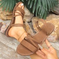 Women's Large-Size One-Band Solid Color Flat Casual 2-Way Slippers – European & American Fashionable Slide Sandals 36