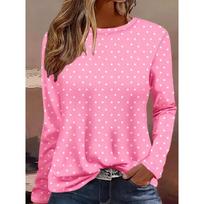 Basic Versatile Polka Dot Long-Sleeve T-Shirt 8XL red