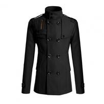 Winter Men Windbreaker Coat Solid Color Double-breasted Overcoat Formal Business Outer Jacket Casual Wear Clothing for Work XXXXL