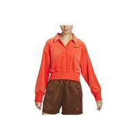 Nike Solid Color Logo Short Pullover Hoodie Women Tops Passion-Red DV7815-633 XS red