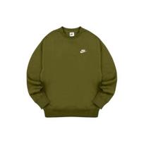 Nike Solid Color Logo Embroidery Sport Crew Neck Pullover Sweatshirt Men tops Green BV2663-327 L brown