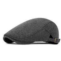 Autumn Winter Men Women Warm Forward Cap Solid Color Beret Adjustable British Newsboy Cap