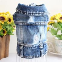 Denim Dog Clothes for Pitbulls Dachshund Fashion Dog Jeans Jacket  Blue Cowboy T-shirt for Shih Tzu Cool Apparel for Small Dogs as the picture-L2 gray