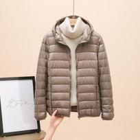 Ultra Light Down Jacket Women Winter Warm Coat Hooded Parka Lightweight Warm Jackets Female 8XL raudona