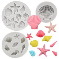 Mermaid Theme Cake Fondant Mold 3pcs Mermaid Tail Under the Sea Silicone Baking Mold forChocolate Candy Cake Decoration white