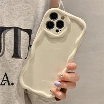 Wave Pattern Solid Color Cream For iPhone 11 12 13 14 15 16 17 Pro Max Plus Air Transparent Resistant Clear Shockproof Case iPhone 16 Pro Max gray