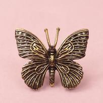 2Pcs Solid Pure Brass Butterfly Figurines Miniatures Craft Desktop Ornament Antique Copper Insect Statue Home Decoration brown