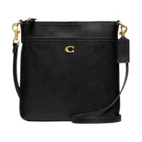 COACH Kitt 20 Solid Color C Label Zipper Closure Grained Leather Shoulder Crossbody Bag Small Women's Black