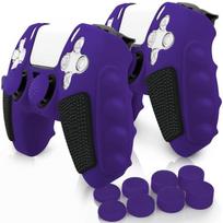 PS5 Controller Anti-Slip Silicone Protective Cover with 8Pcs Thumbstick Caps violetinė