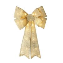 Didelis šviečiantis kalėdinis kaspinas Dekoratyvus sieninis pakabinamas LED akcentas šventinei nuotaikai Glowing Silver Bow white