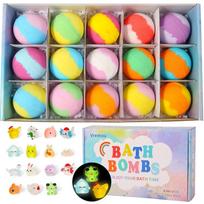 Natural Organic Kids Bath Bombs Gift Set with Surprise Toys for Girls & Boys raudona