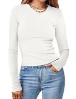 Women S Solid Color Ribbed Long Sleeve Cropped T Shirt S