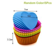 5 vnt. silikoninė keksiukų, pyragaičių, muffino kepimo forma Nonstick Karščiui atspari Daugkartinio naudojimo silikoninės keksiukų formelės Kepimo forma C blue