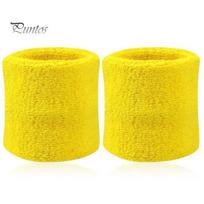 Sports Wristband 2Pcs Solid Color Absorbent Wrist Wrap Cotton Breathable Quick Dry Sweatband for Tennis Badminton Sport