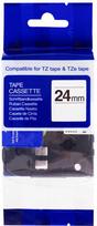 PRINTLINE suderinama juosta su Brother TZE-555, 24 mm, baltas spaudinys/mėlynas fonas