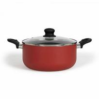Puodas su stiklo dangčiu Livoo MEP151R Premier Chef, 28 cm, aliuminis, neprisvylanti danga, raudonas