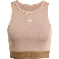 Adidas Originals Round Neck Ribbed Slim Fit Solid Color Sports Bra Women Underwear Brown JW6089 S beige