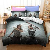 The Walking Dead Bedding Sets Exquisite Bed Supplies Set Horror Tv Anime Bed Comforter Set Bedding Set Birthday Gift EU Single(135*200cm)3pcs white