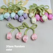 20 Tulip Ribbon, Simulated Flower Bow Ribbon, Hairpin Jewelry Additions, Clothing Bag Belt Additions, For Gift Packaging gray