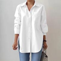 JPNTKY Women's Fashion Casual Solid Color Print Long Sleeve POLO Neck Blouses & Shirts S