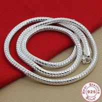 40-75cm 925 Silver 3mm Solid Snake Chain Necklace For Men Women Jewelry Fit Pendant Noble 40CM gray
