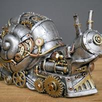 Mechanical Punk Dog Resin Crafts Tabletop Window Decoration Gardening Decoration gray