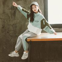 Girls' Big Kids 2-Piece Long Sleeve Sweatshirt and Pants Set Trendy Athletic Spring Fall Outfit 110