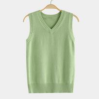 Women V-neck Sweater Vest Fashion Thin Solid Casual Outer Wear Knitted Sleeveless Warm Pullover Preppy Style Simple Tank Top M