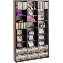 VEVOR Medijos laikymo spintelė, 9 aukštų DVD lentyna talpina iki 756 CD, Reguliuojamos CD lentynos 27 skyriai, Apsaugo ir tvarko muziką, filmus 94.9 x 18.2 x 153.8 cm tamsiai ruda spalva