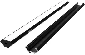 Led Line Prime LED profilio komplektas, 3m, kampinis, juodas, su baltu dangteliu, laikikliais ir aklėmis