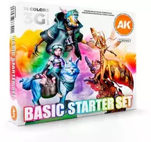 AK Interactive akrilinių dažų rinkinys modeliuotojams, 14 ryškių spalvų