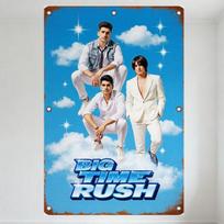 Big Time Rush Vintage Distressed Metal Tin Sign 3D Blue Text Artwork for Man Cave Home Decor 20x30cm（7.8x11.8inch） gray