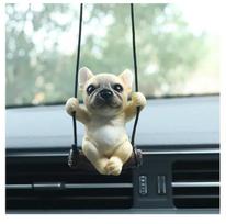 Panda Car Rearview Mirror Pendant Swing Cat Pendant Lanyard Personality Car Hanging Ornament Car Accessories Funny Car Decor beige