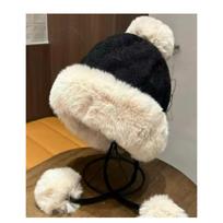Plush Hat Lady Winter Big Head Circumference Bucket Hat Warm Mongolian Hat Cute Hairball Hat One size white