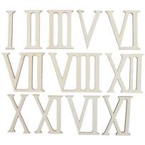 12vnt 7CM Mediniai romėniški skaitmenys Medinės drožlės Lipnios DIY laikrodžio skaitmenys Vertikalios juostelės DIY skaitmeninis laikrodis Sieninis laikrodis Piešimas white