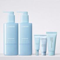 LANEIGE Water Bank Gentle Gel Cleanser 250ml x2 Set with Serum 25ml + Cream 25ml + Cleansing Foam 30g Bonus Hydrating Facial Cleanser K-Beauty white