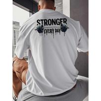 Men's Fitness Solid Color Short Sleeve T-Shirt American Fashion Printed Base Shirt Widened and Enlarged Summer Round Neck Casual Versatile Plus Size S
