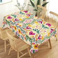 Mexican Day of The Dead Fiesta Waterproof Tablecloth Holiday Party Decor Reusable Farmhouse Kitchen Dining Tablecloth Home Decor 90x140cm beige