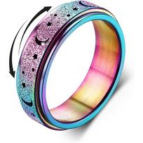Stainless Steel Stress-Relief Fidget Spinner Ring for Women, 6mm Rose Gold Thumb Ring, Sizes 5-9 8 sidabras